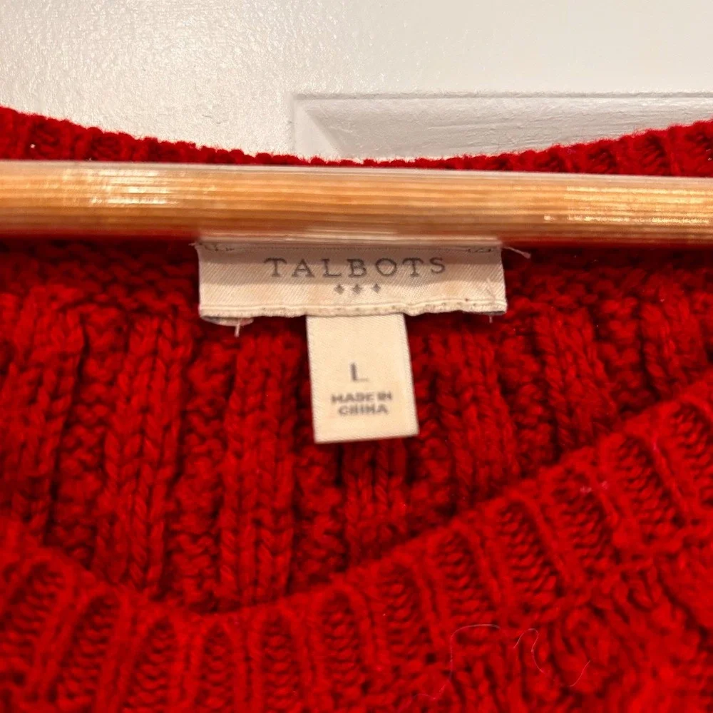VTG Talbots Chunky Fisherman Cable Knit Crewneck Sweater Womens Large Nordic Ski